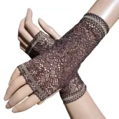 mitenki brąz koronka