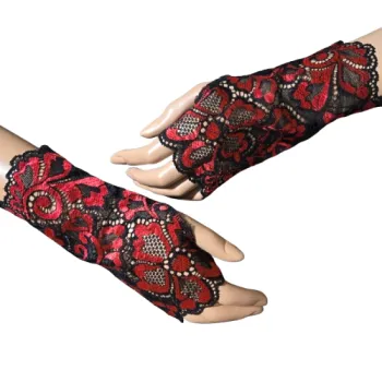 mitenki na kciuk z gotyckiej koronki