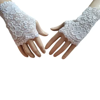 mitenki na kciuk biała koronka