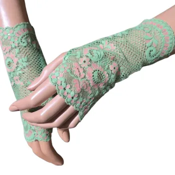 mitenki na kciuk zielona koronka