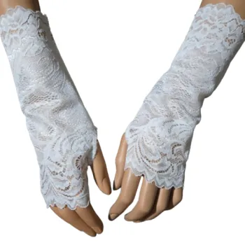 mitenki na kciuk do ślubu biała koronka