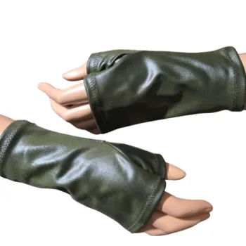 mitenki z palcem zielona skóra