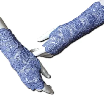 niebieska koronka mitenki