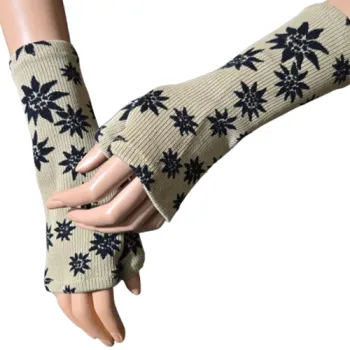 ciepłe mitenki z palcem jasny brąz