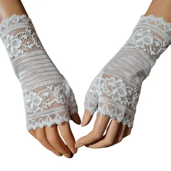 białe mitenki ślubne koronka