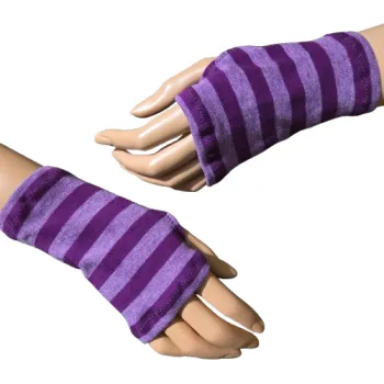 fioletowe mitenki w paski