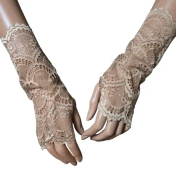 blado brązowe mitenki na kciuk koronka