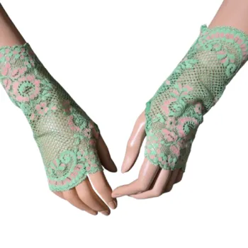 zielone mitenki na kciuk koronka