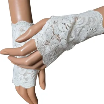 blado żółte mitenki na kciuk koronka