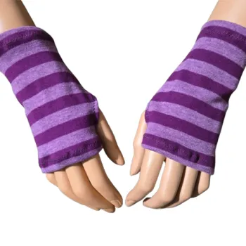 mitenki w fioletowe paski