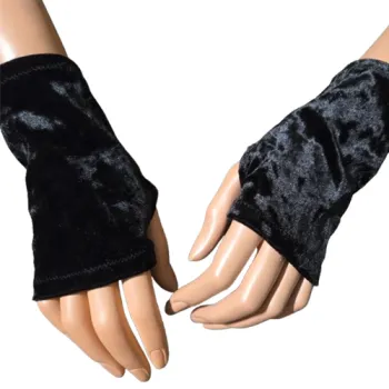 zimowe mitenki czarny welur