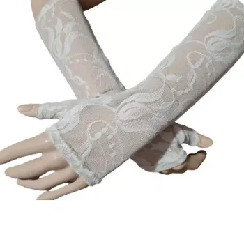 biłe rękawiczki z koronki
