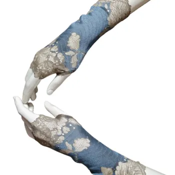 niebiesko beżowe mitenki