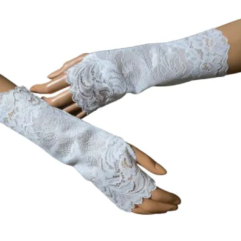 białe mitenki na kciuk koronka