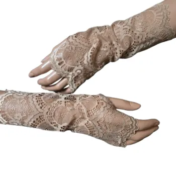 koronkowe mitenki na kciuk brąz