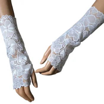 koronkowe mitenki ślubne białe serca