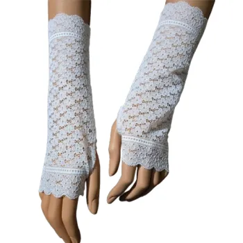 koronkowe mitenki do sukni ślubnej ecru